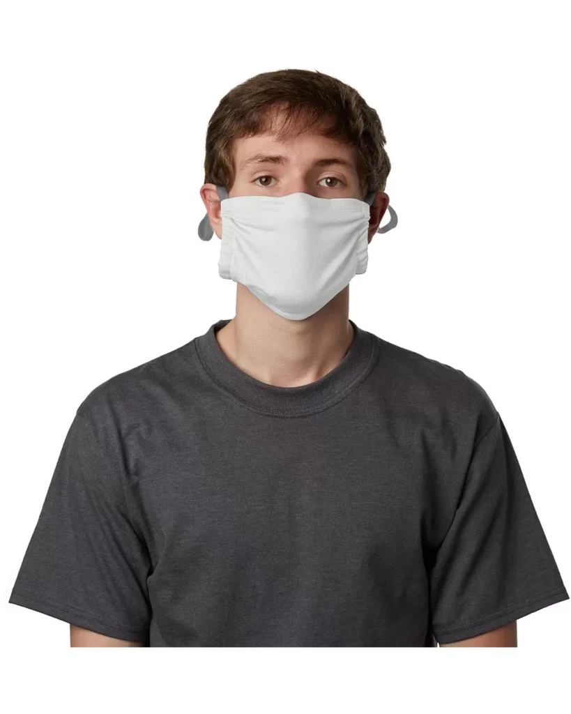 Hanes MKPKPR 2-Ply Polyester Pocket Face Mask in White