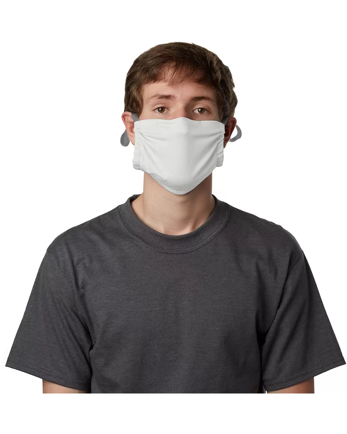 Hanes MKPKPR 2-Ply Polyester Pocket Face Mask in White