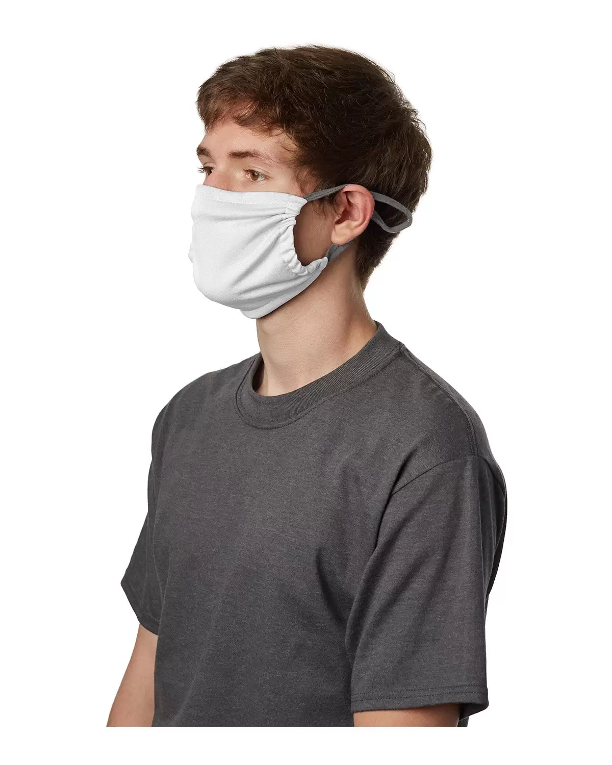 Hanes MKPKPR 2-Ply Polyester Pocket Face Mask in White